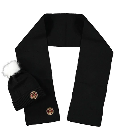 Women's ZooZatz Atlanta United Fc Fuzzy Cuffed Pom Knit Hat and Scarf Set