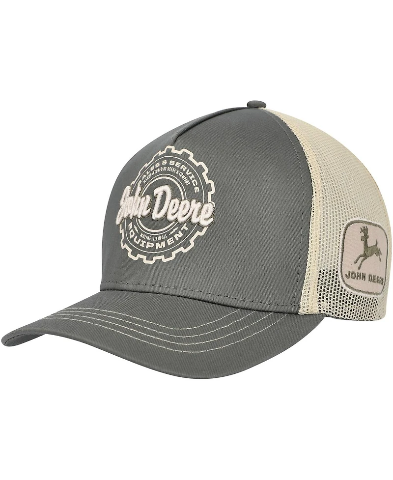 Men's Top of the World Olive John Deere Classic Equipment Trucker Snapback Hat