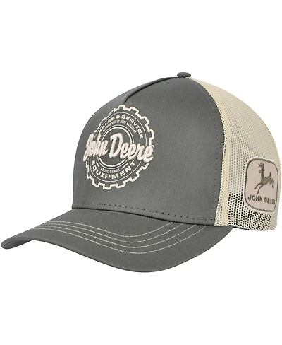 Men's Top of the World Olive John Deere Classic Equipment Trucker Snapback Hat
