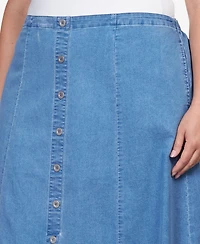 Alfred Dunner Plus Size Paneled Denim Skirt