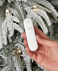 Seasonal Flocked Winter Fir 7.5' Pre-Lit Flocked Hard Needle Tree with Metal Stand 735 Tips, 300 Warm Led Remote, Ez-Connect, Storage Bag