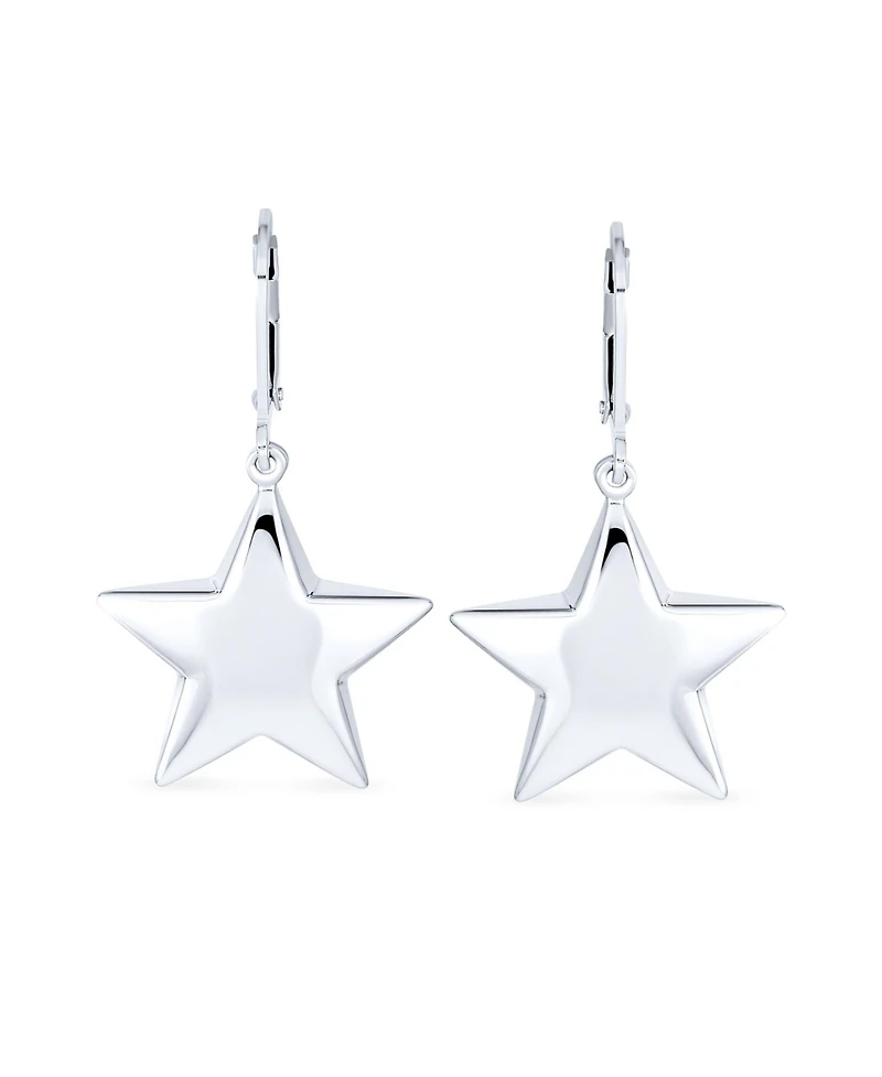 Bling Jewelry American Patriotic Celestial Rock Star Stars Dangle Lever back Earrings Sterling Silver