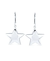 Bling Jewelry American Patriotic Celestial Rock Star Stars Dangle Lever back Earrings Sterling Silver