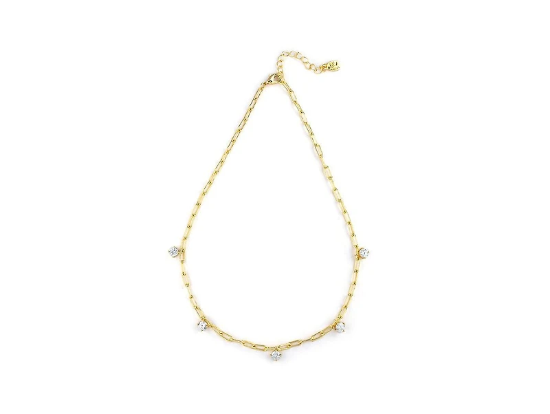 Rivka Friedman Dangling Cubic Zirconia Paperclip Chain Link Necklace