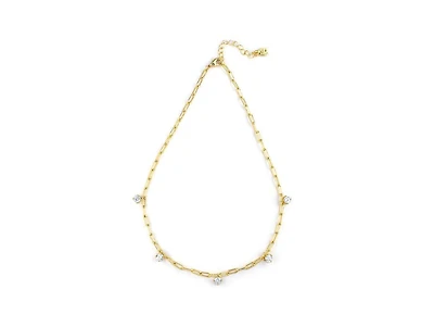 Rivka Friedman Dangling Cubic Zirconia Paperclip Chain Link Necklace