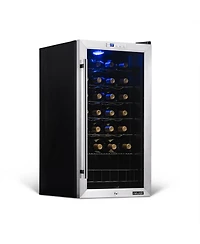 Newair Freestanding 27 Bottle Compressor Wine Fridge in Stainless Steel, Adjustable Chrome Racks and Exterior Digital Thermostat