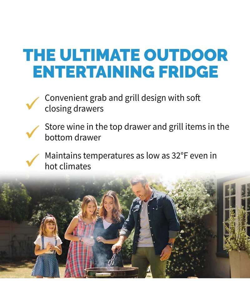 Newair 24" Built-in 20 Bottle and 80 Can Dual Drawer Indoor/Outdoor Wine and Beverage Fridge in Weatherproof Stainless Steel with Easy Glide Cast