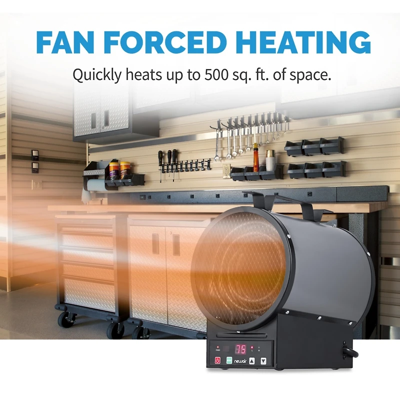 Newair 2-in-1 Freestanding or Ceiling/Wall Mounted 240v Electric Garage Heater, 500 sq. ft. with Remote Control, Perfect for Garages, Workshops and Mo