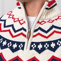 Hope & Henry Men's Half Zip Raglan Fair Isle Sweater
