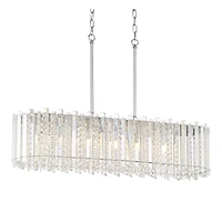 Possini Euro Design Mirabell Chrome Linear Island Pendant Chandelier 34" Wide Modern Led Clear Glass Crystal 6-Light Fixture for Dining Room Kitc