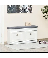 Homcom Shoe Bench, Storage Organizer W/ 2 Drawers, Holds 8 Pairs,