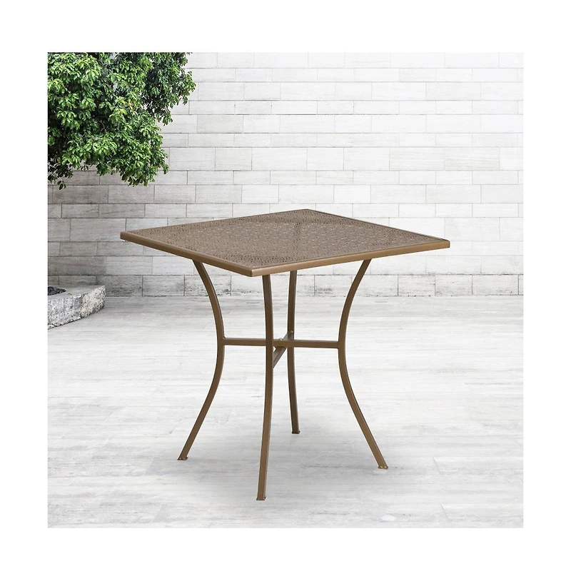 Emma+Oliver Commercial Grade 28" Square Colorful Metal Garden Patio Table