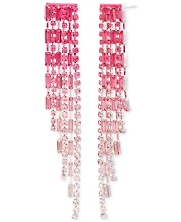 kensie Pink Ombre Rhinestone Chain Fringe Linear Earrings