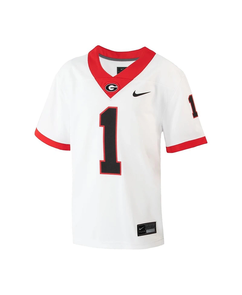 Big Boys Nike #1 White Georgia Bulldogs 1st Armored Division Old Ironsides Untouchable Football Jersey
