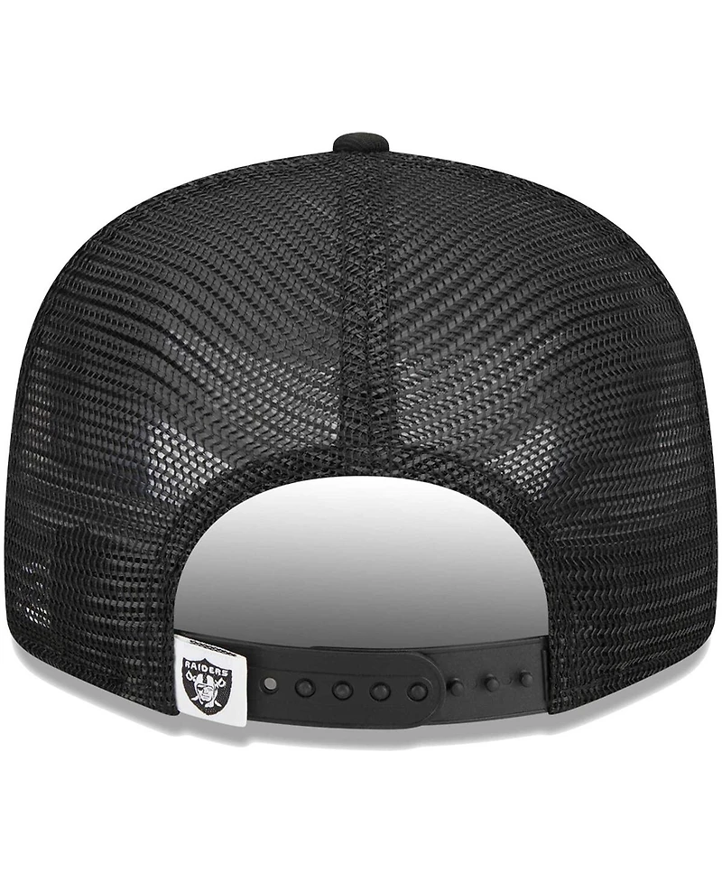 Men's New Era Black Las Vegas Raiders Main Trucker 9FIFTY Snapback Hat