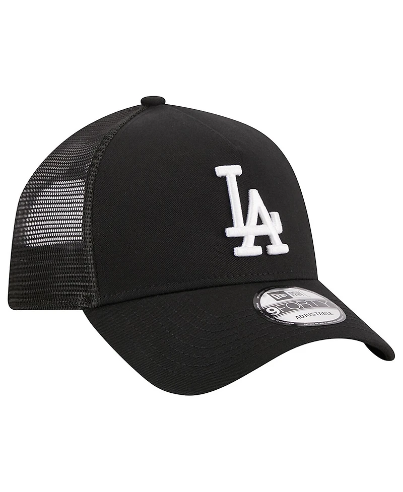 Men's New Era Black Los Angeles Dodgers A-Frame 9FORTY Trucker Adjustable Hat