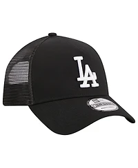 Men's New Era Black Los Angeles Dodgers A-Frame 9FORTY Trucker Adjustable Hat