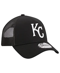 Men's New Era Black Kansas City Royals A-Frame 9FORTY Trucker Adjustable Hat