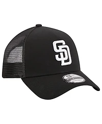 Men's New Era Black San Diego Padres A-Frame 9FORTY Trucker Adjustable Hat
