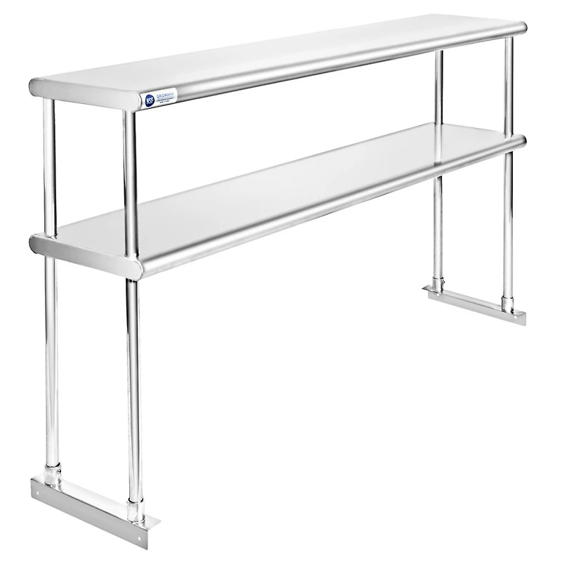 Gridmann Nsf Commercial Stainless Steel Double Overshelf 60" x 12" for Prep & Work Table