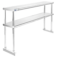 Gridmann Nsf Commercial Stainless Steel Double Overshelf 60" x 12" for Prep & Work Table