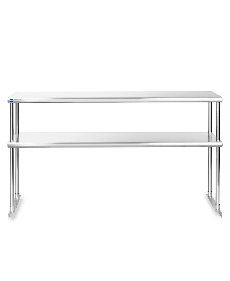 Gridmann Nsf Commercial Stainless Steel Double Overshelf 60" x 12" for Prep & Work Table