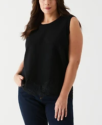 Ella Rafaella Plus Size Lace Trim Sleeveless Shell Sweater