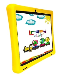 Linsay New 10.1" Funny Kids Tablet Octa Core 128GB Bundle with Yellow Kids Defender Case and Smart Chicken Toy Newest Android 13