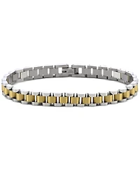 Men's Two-Tone Watch Link Chain Bracelet in Stainless Steel & Gold-Tone Ion-Plate