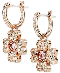Swarovski Rose Gold-Tone Idyllia Crystal Clover Drop Earrings