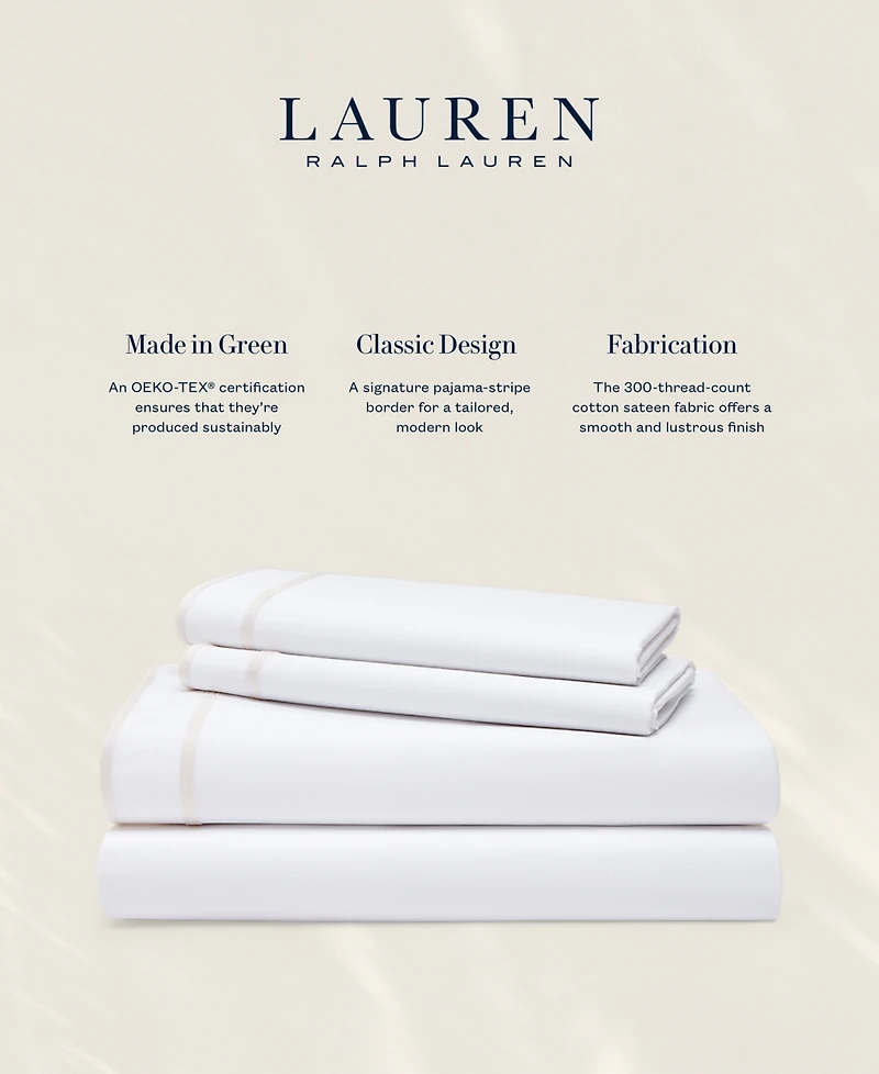 Lauren Ralph Spencer 300 Thread Count Sateen Border Pillowcase Pair