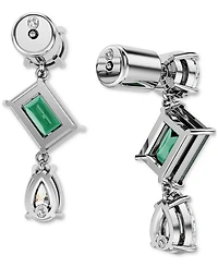 Swarovski Silver-Tone Mesmera Green Stone Drop Earrings