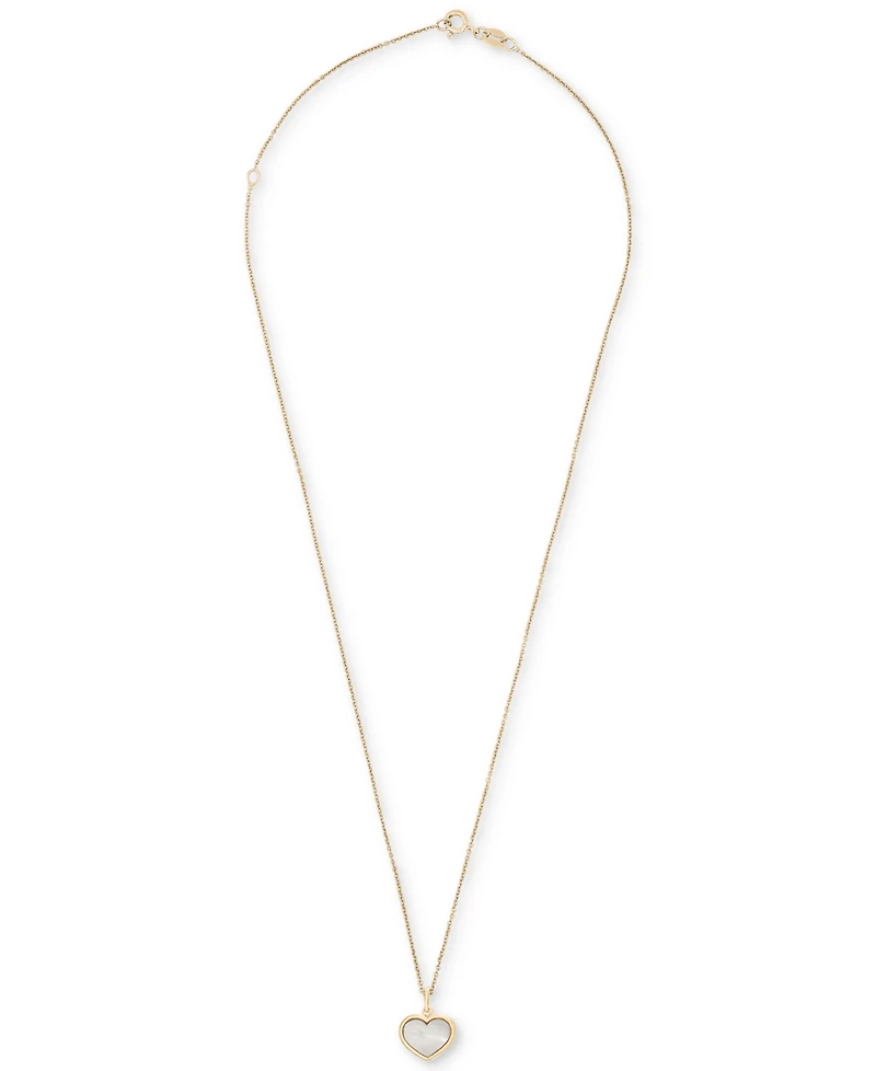 Mother of Pearl Heart Pendant Necklace in 14k Gold-Plated Sterling Silver, 16" + 2" extender
