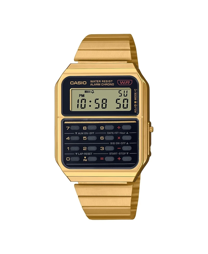 Casio Unisex Digital Quartz Gold-Tone Stainless Steel Watch, 34.4mm, CA500WEG-1AVT
