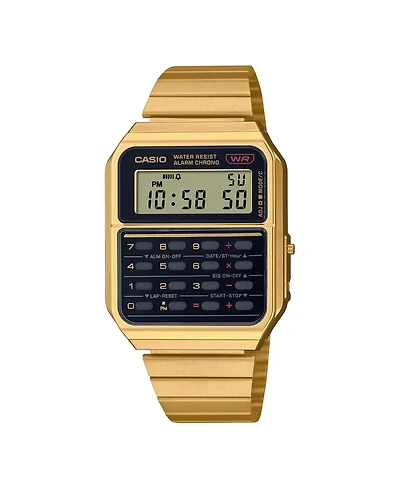Casio Unisex Digital Quartz Gold-Tone Stainless Steel Watch, 34.4mm, CA500WEG-1AVT