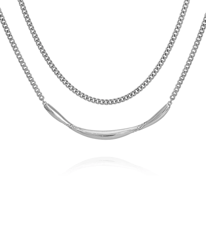 Vince Camuto Silver-Tone Layered Curb Chain Necklace, 18" + 2" Extender