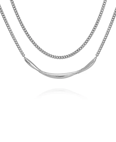 Vince Camuto Silver-Tone Layered Curb Chain Necklace, 18" + 2" Extender