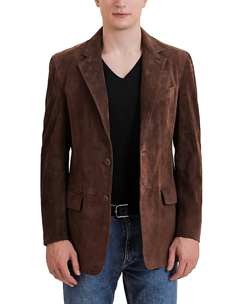 Bgsd Men Grant 2-Button Suede Leather Blazer