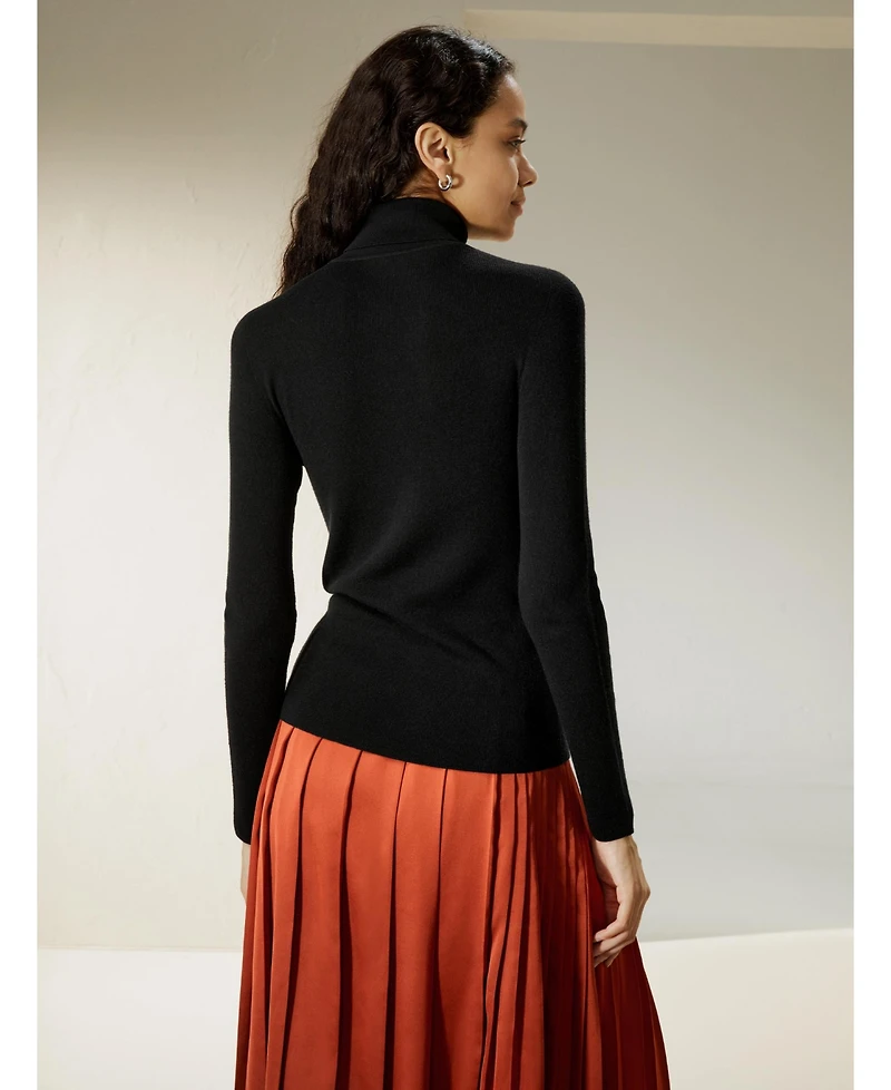 Lilysilk Women's Seamless Silk Knit Turtleneck Sweater