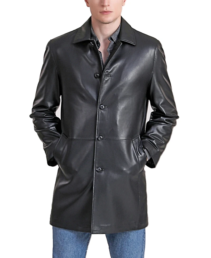Bgsd Men Peter Three-Quarter Leather Car Coat