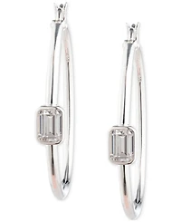 Lauren Ralph Lauren Cubic Zirconia Polished Medium Hoop Earrings in Sterling Silver, 1.52"