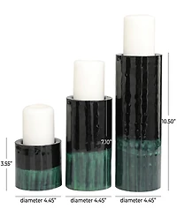 Metal Colorblock Candle Holder with Paint Streak Designs 11", 7" and 4" H, Set of 3