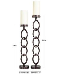 Aluminum Chain Link Geometric Candle Holder 23" and 19" H, Set of 2