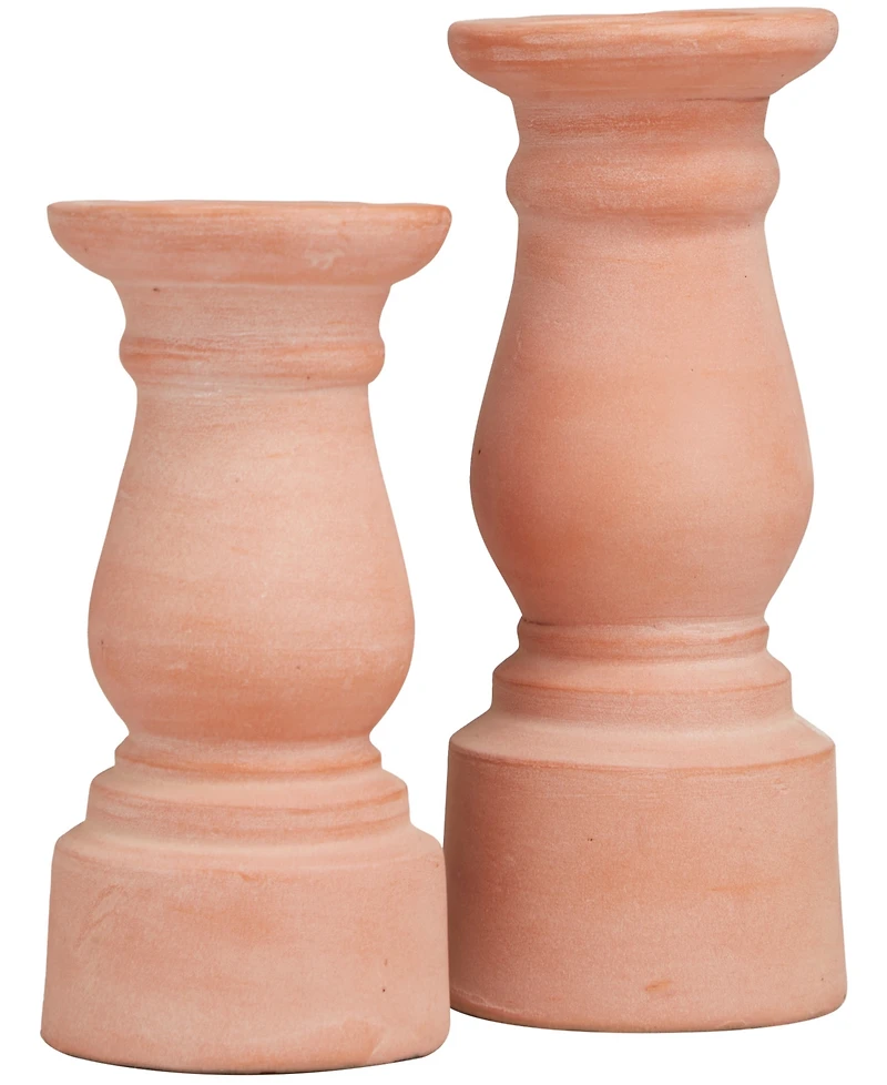 The Novogratz Ceramic Terracotta Candle Holder 10" and 8" H, Set of 2