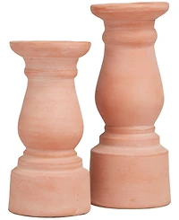 The Novogratz Ceramic Terracotta Candle Holder 10" and 8" H, Set of 2