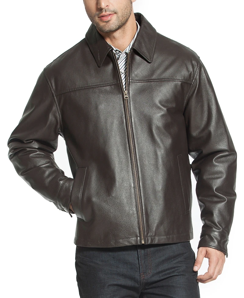 Bgsd Men's Men Greg Open Bottom Zip Front Leather Jacket