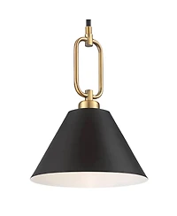 Stiffel Black Warm Gold Mini Pendant Light 11 1/2" Wide Modern Cone Shade Fixture for Dining Room House Kitchen Entryway Bedroom