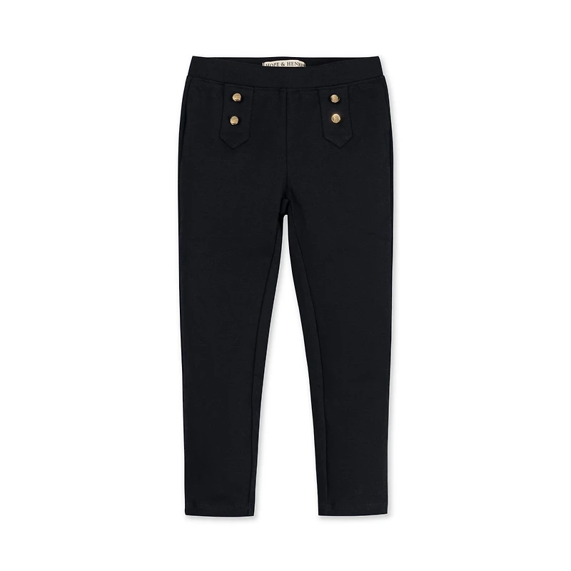 Hope & Henry Baby Girls Button Placket Ponte Pant
