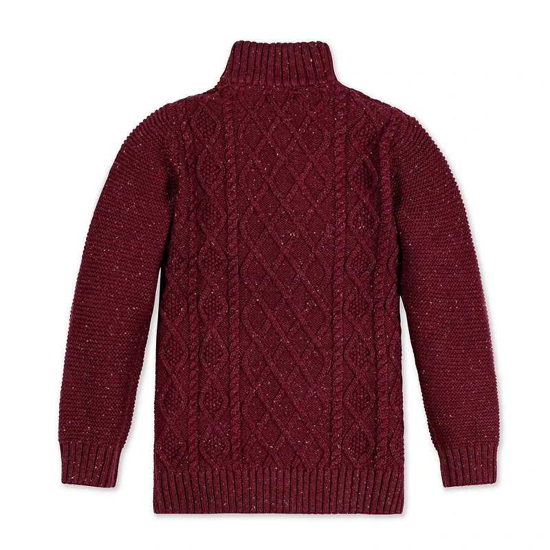 Hope & Henry Baby Boys Long Sleeve Mock Neck Cable Sweater with Flecks