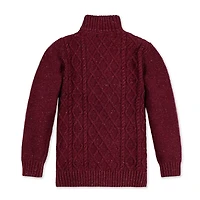 Hope & Henry Baby Boys Long Sleeve Mock Neck Cable Sweater with Flecks